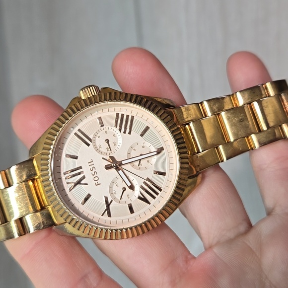 Fossil Gold-Tone AM4569 Rose Gold 7417200 Stainless Syeel 10ATM Watch - Picture 2 of 8